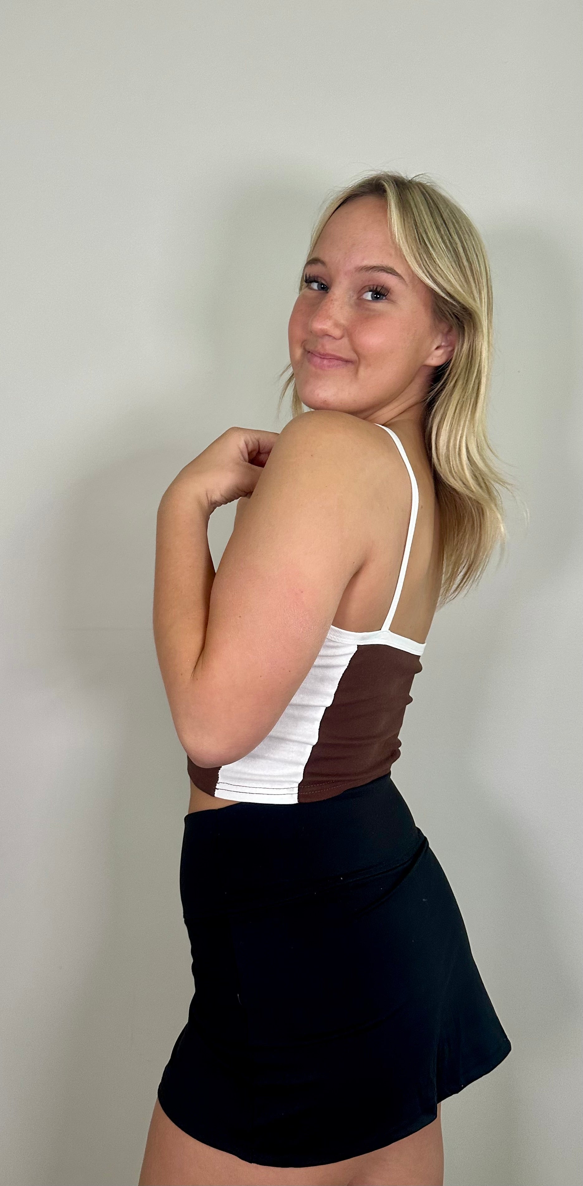 Brown & White Tank Top