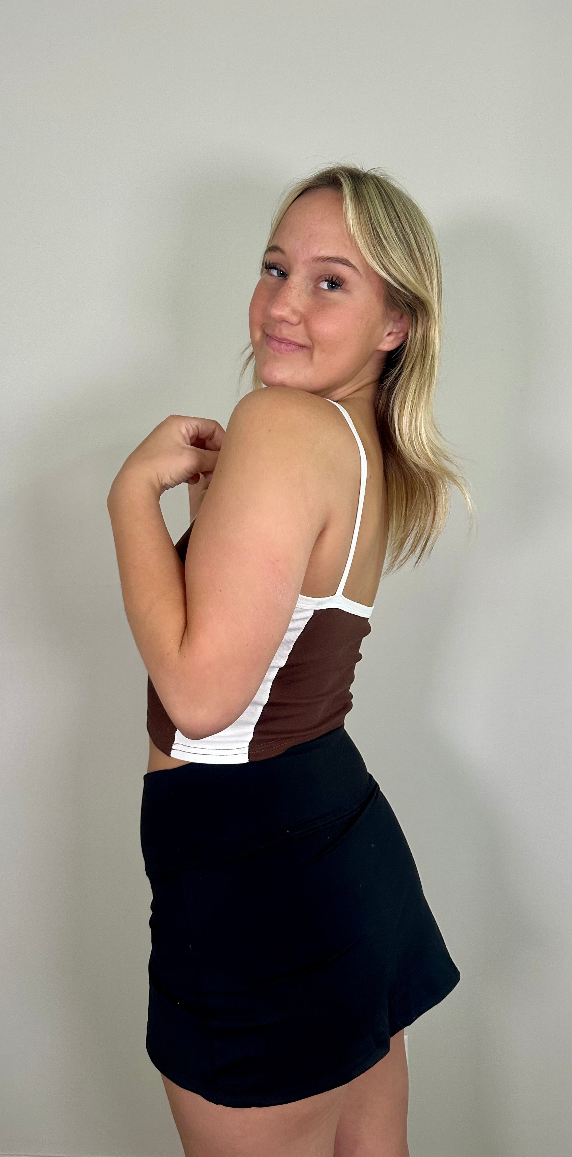 Brown & White Tank Top