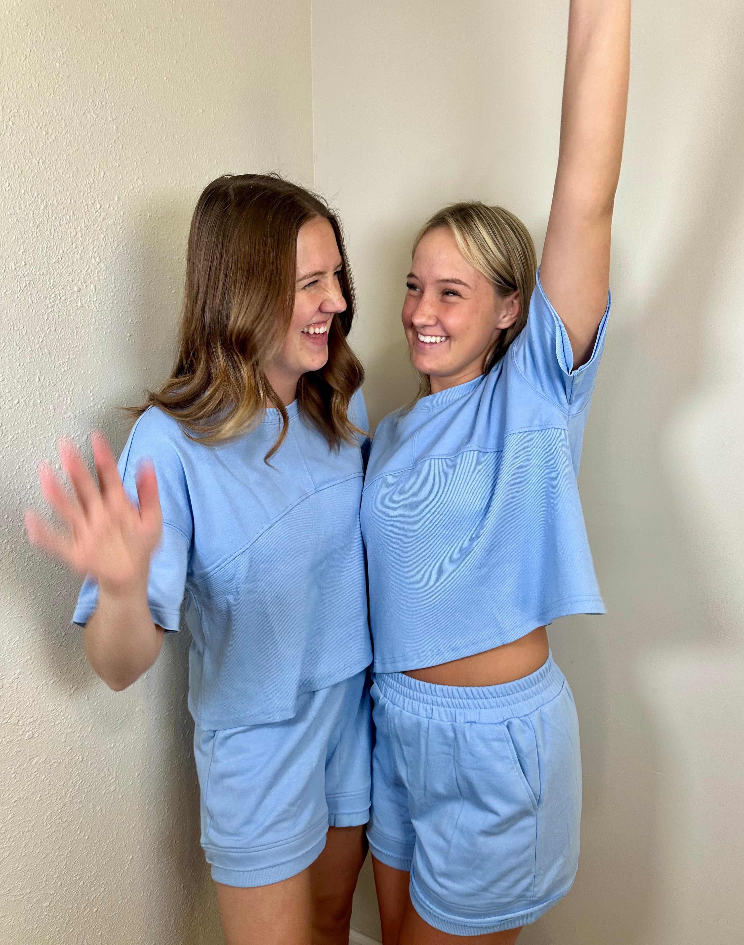Blue Two-Piece Short Set