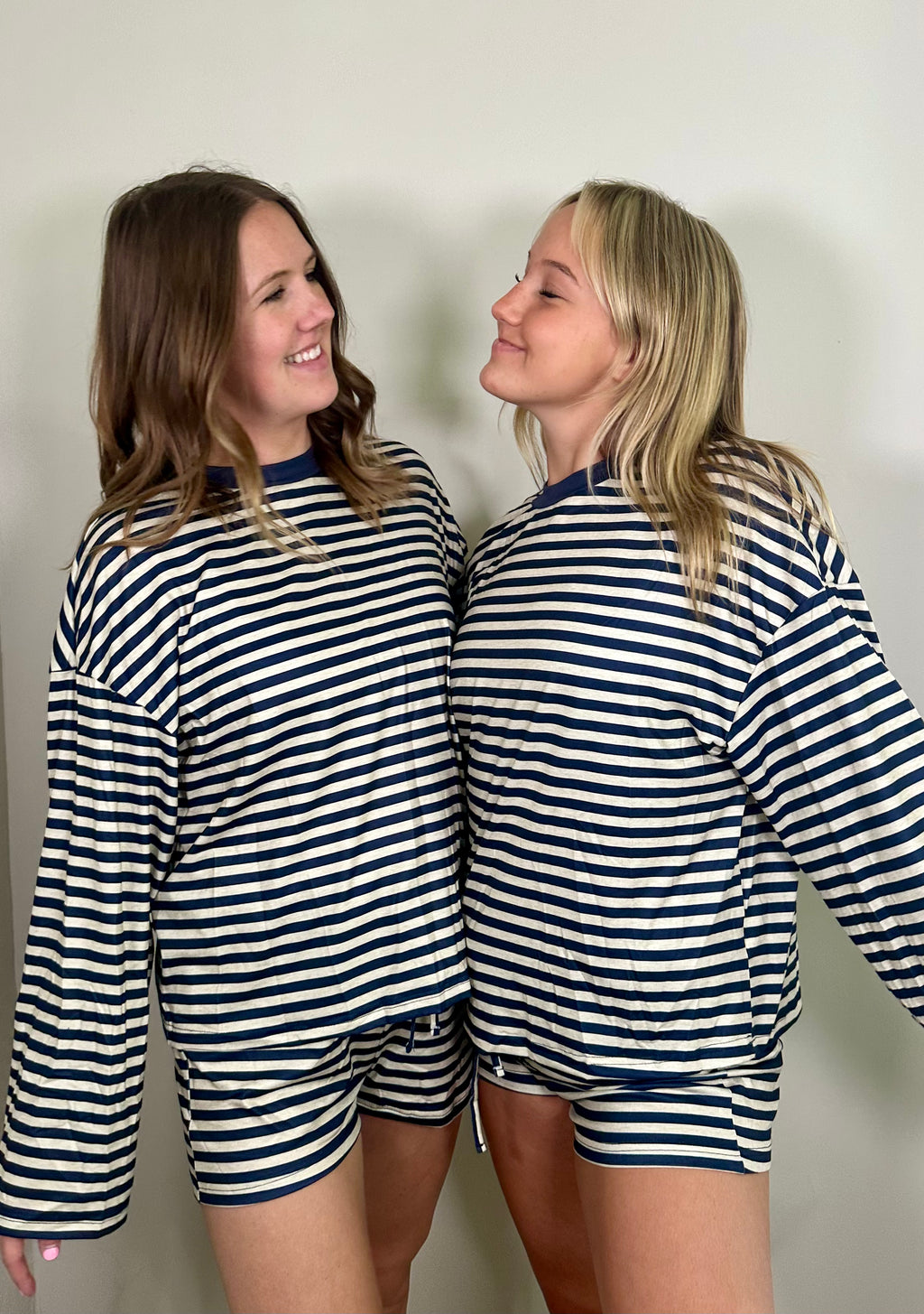 Striped Long Sleeve Top and Shorts Set