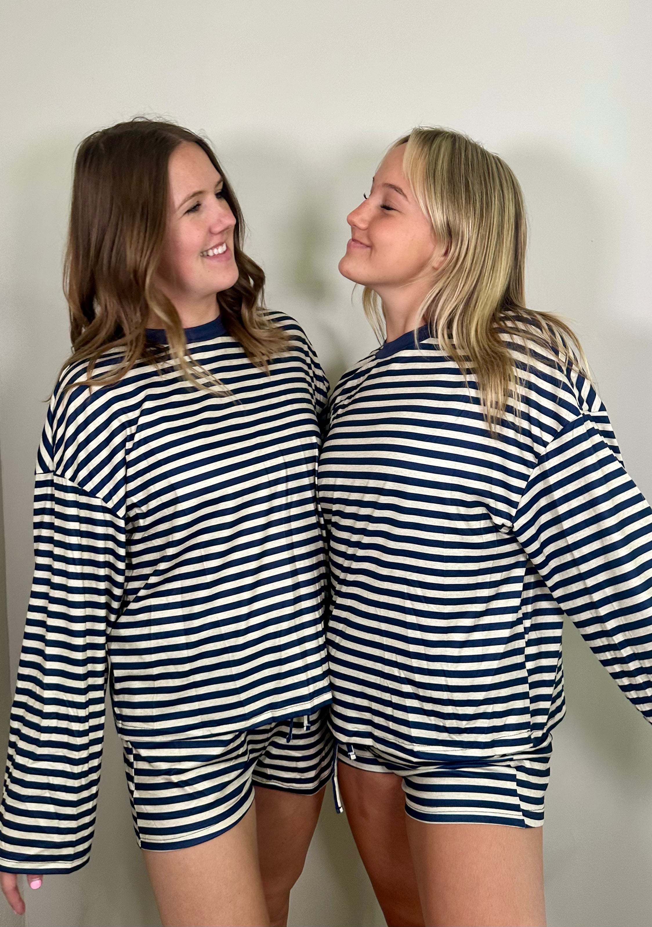 Striped Long Sleeve Top and Shorts Set