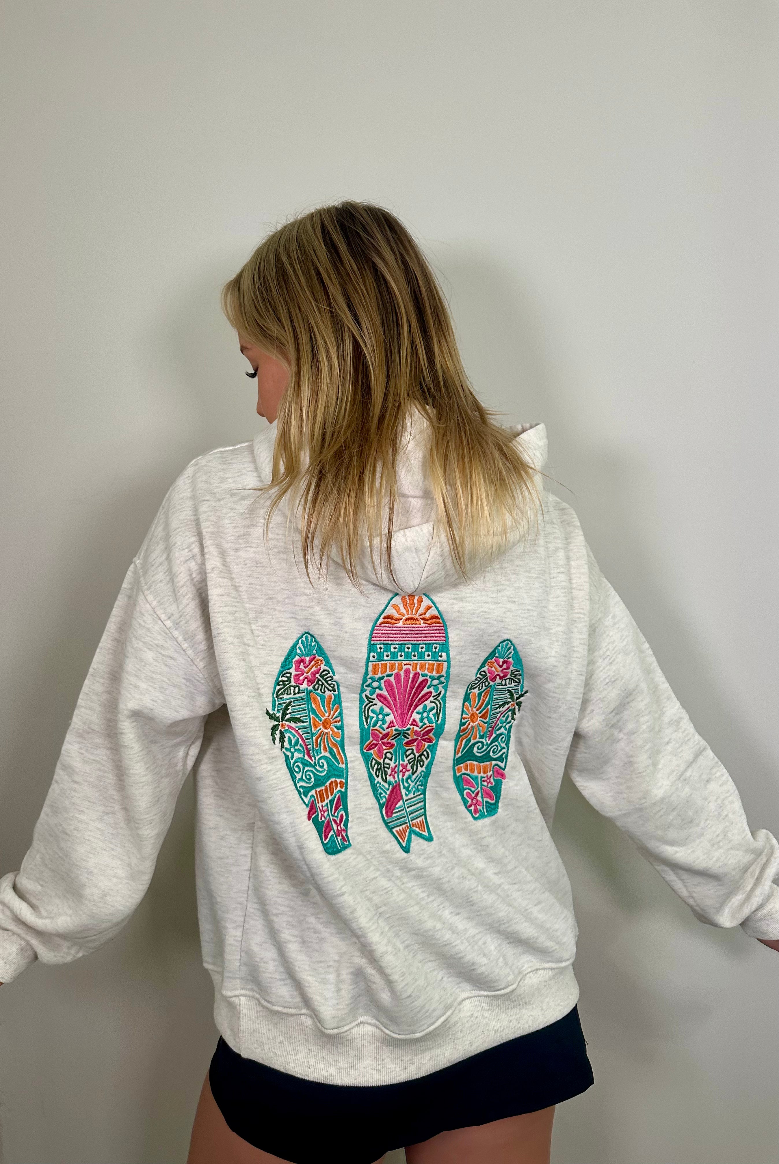 Surfboard Embroidered Oversized Hoodie