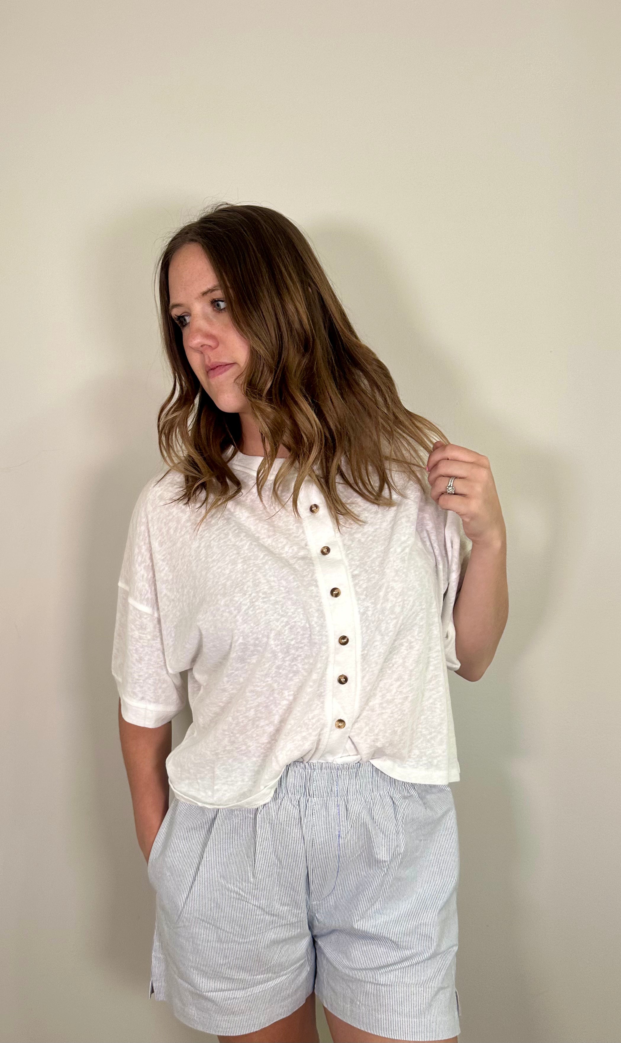 White Short Sleeve Cardigan