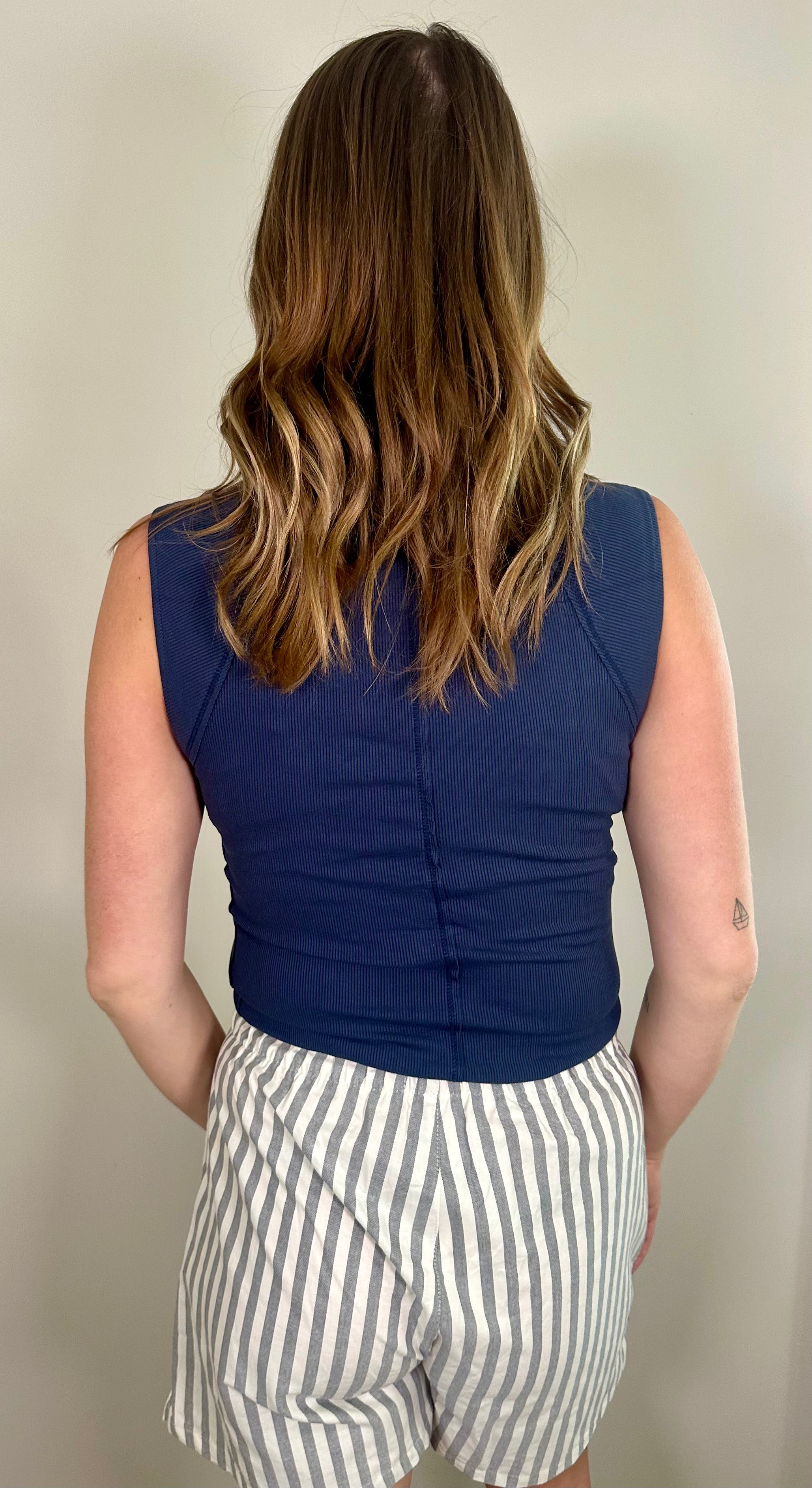 Navy Ribbed Top