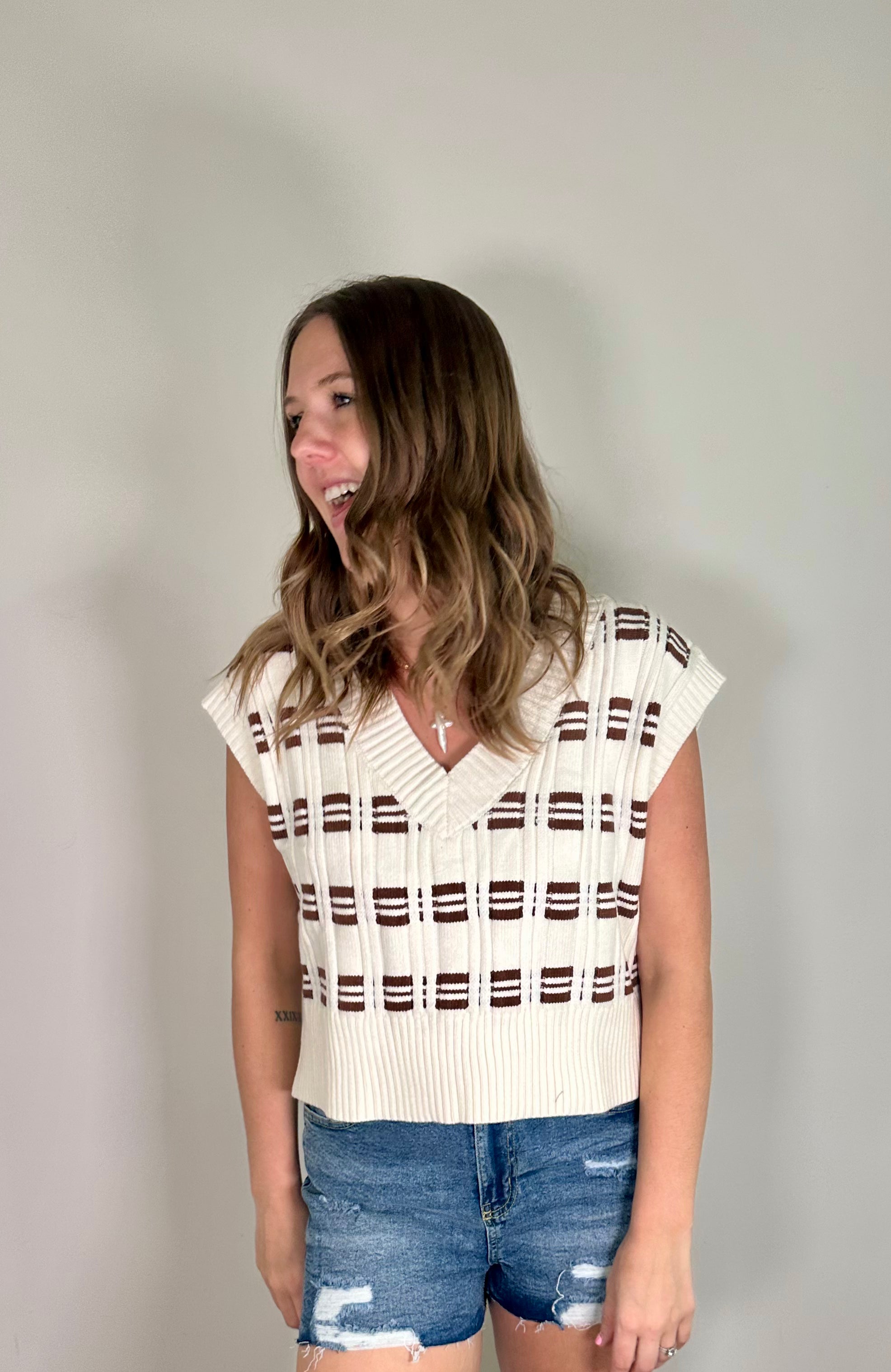 Knit V-Neck Sweater Vest