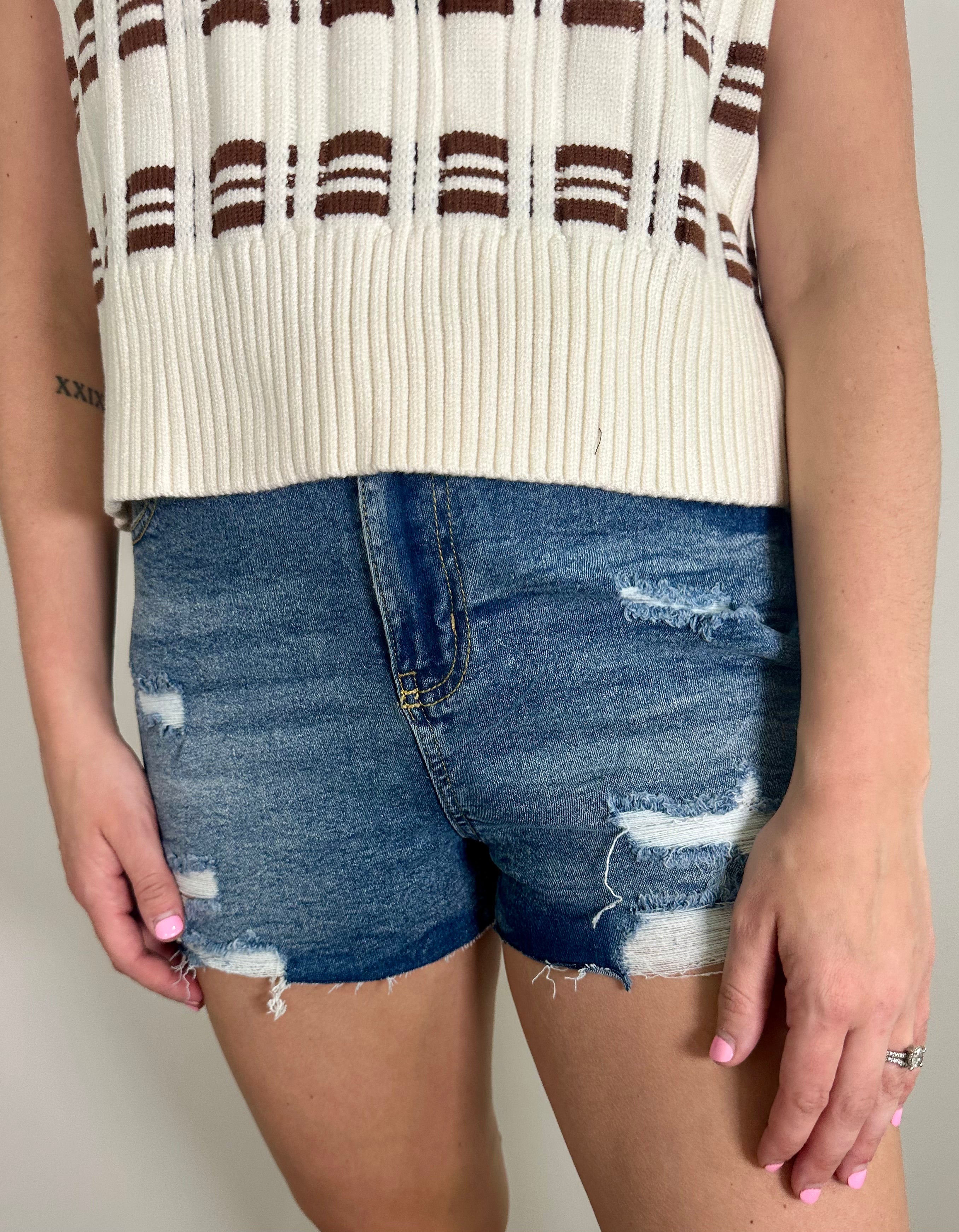 Everyday High-Rise Dark Denim Shorts