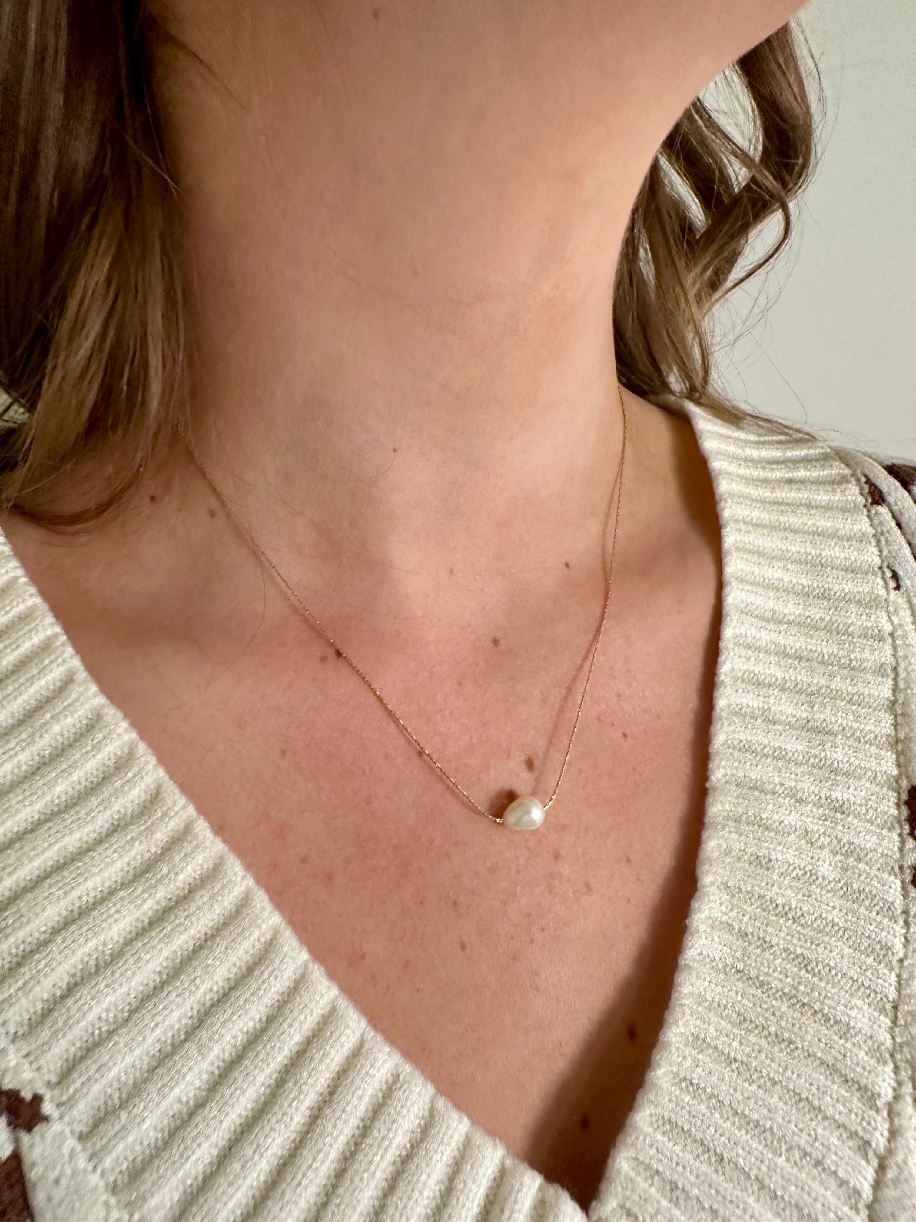 Gold Small Pearl Necklace