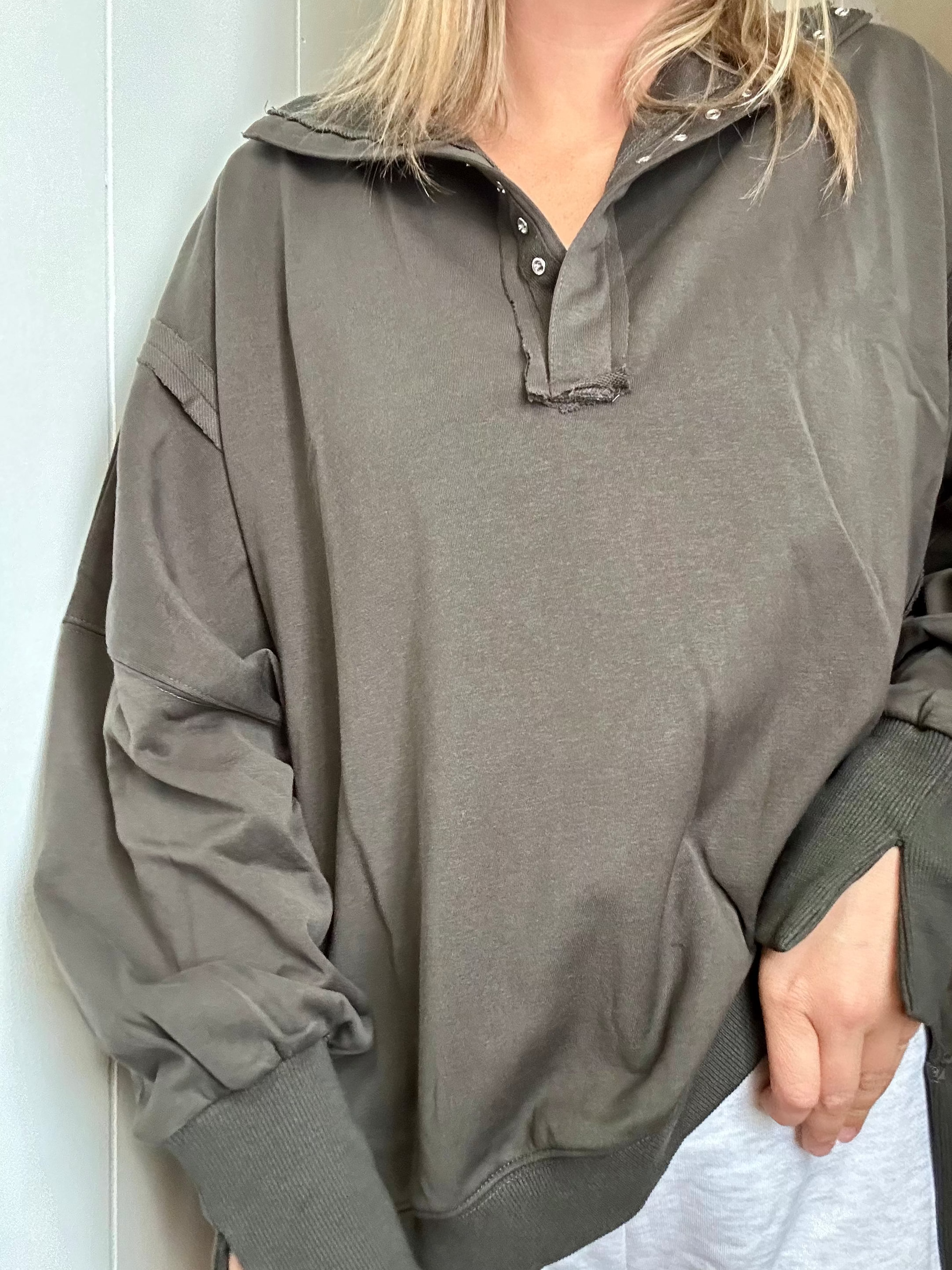 Henley Grey Sweatshirt