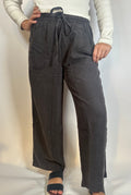 Charcoal Draw String Wide-Leg Pants
