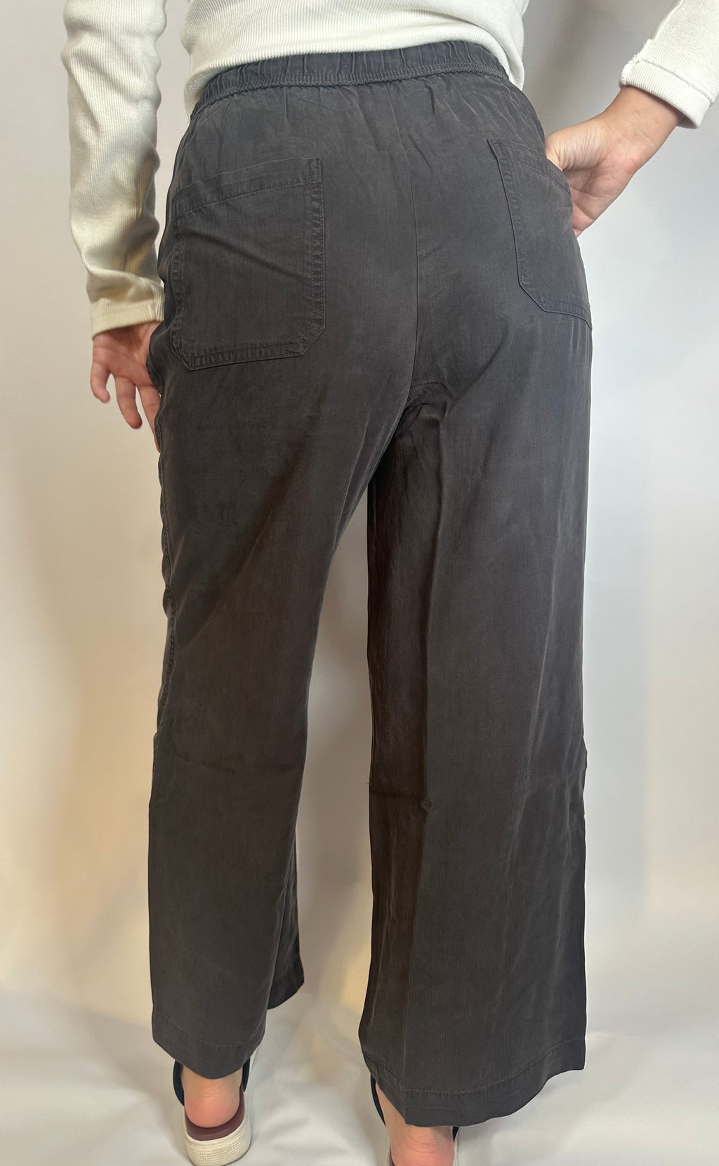 Charcoal Draw String Wide-Leg Pants