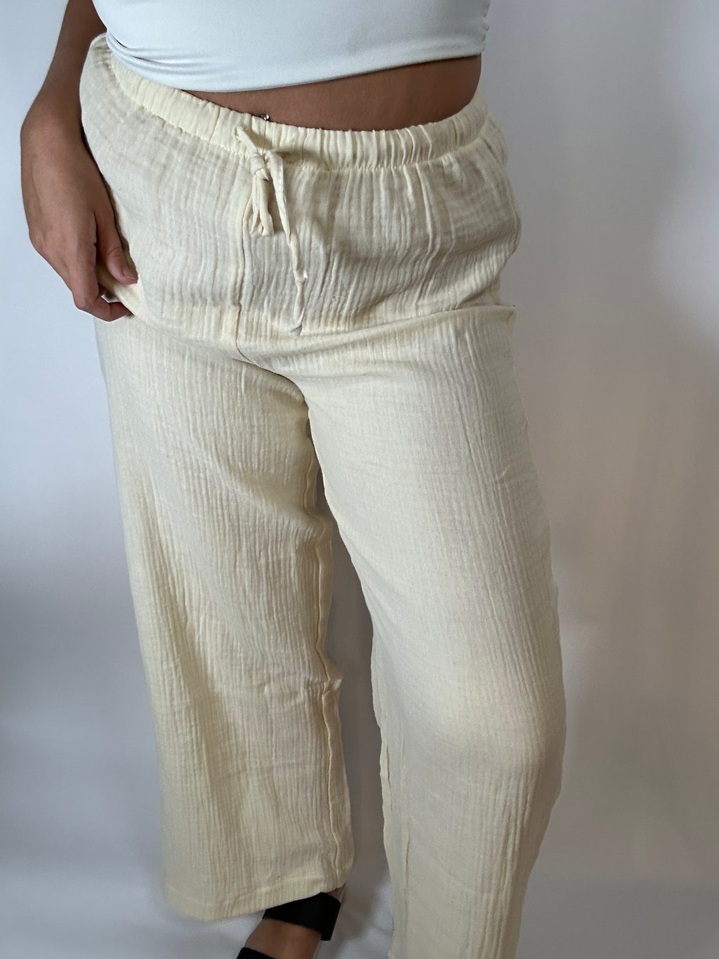 Apricot Wide-Leg Loose Pants