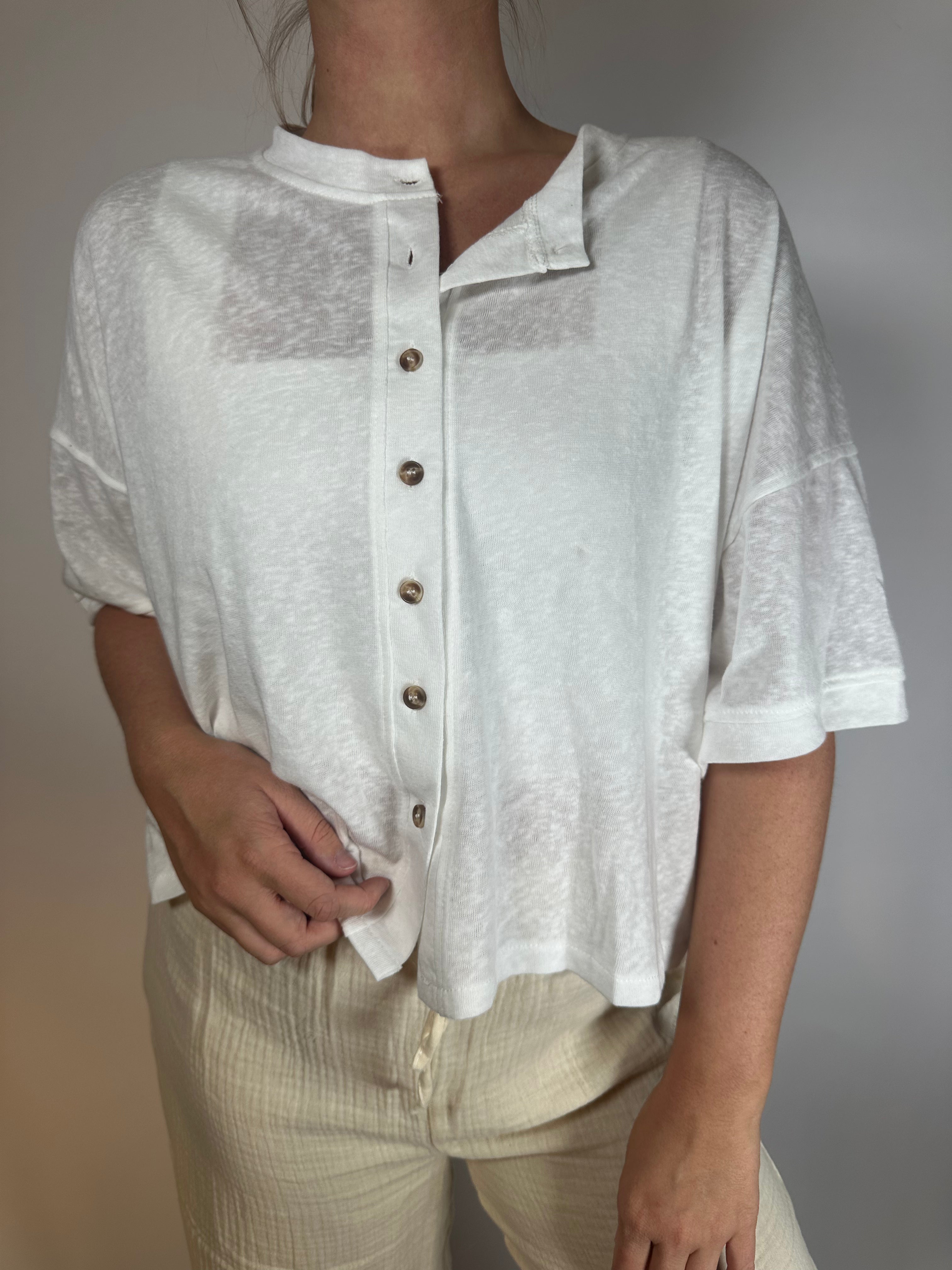 White Short Sleeve Cardigan