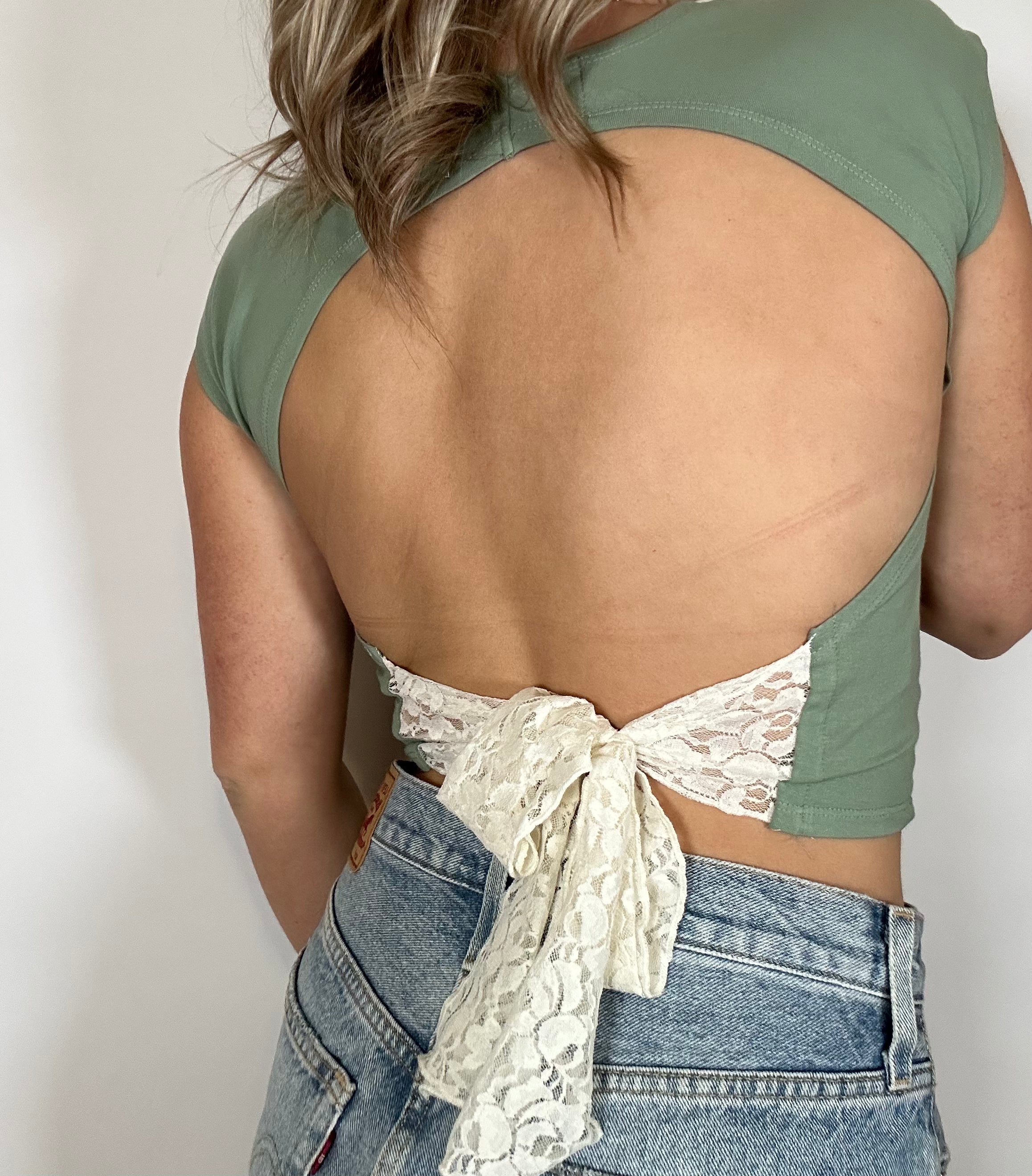 Sage Breeze Open-Back Tie Top