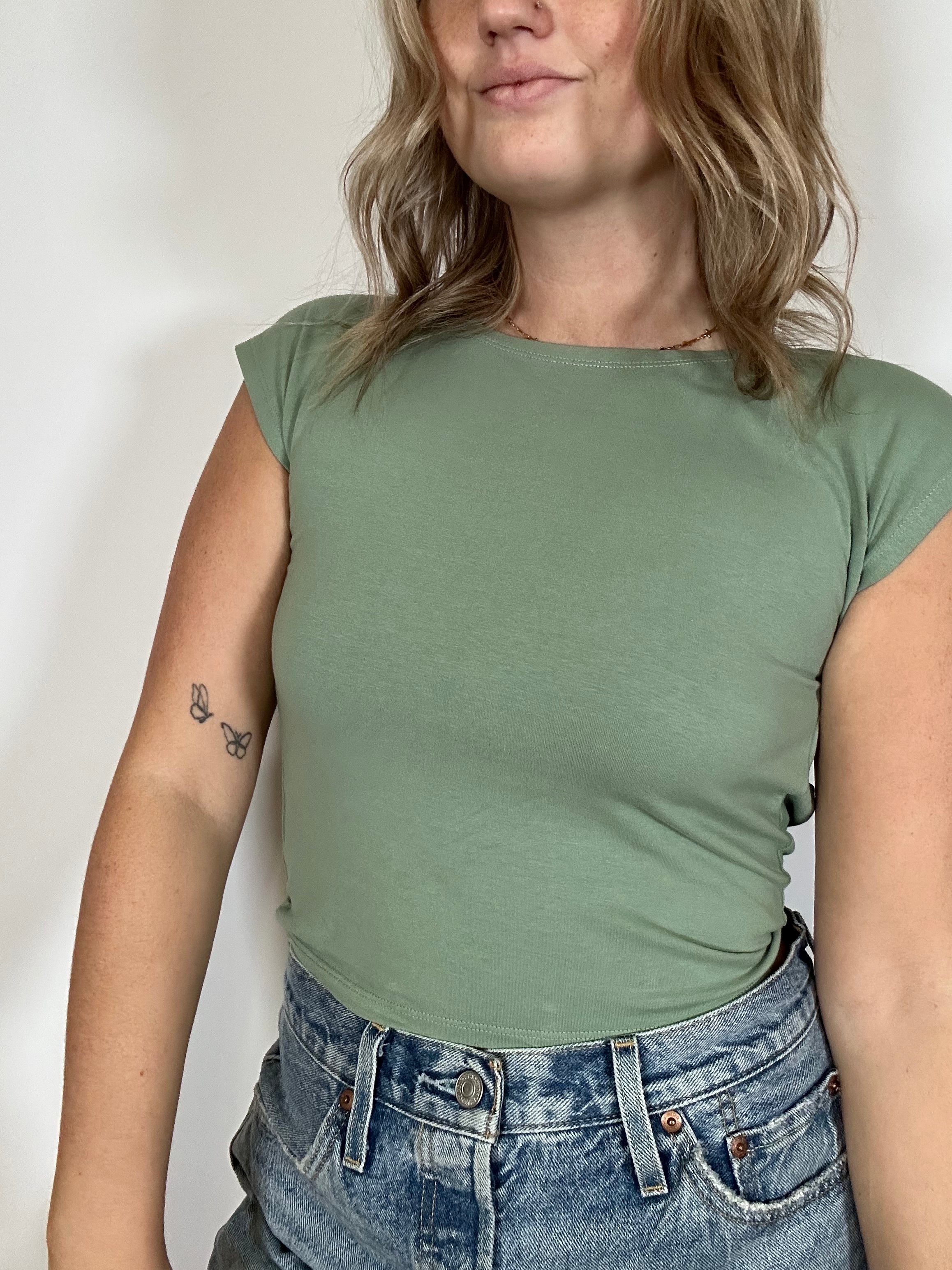 Sage Breeze Open-Back Tie Top