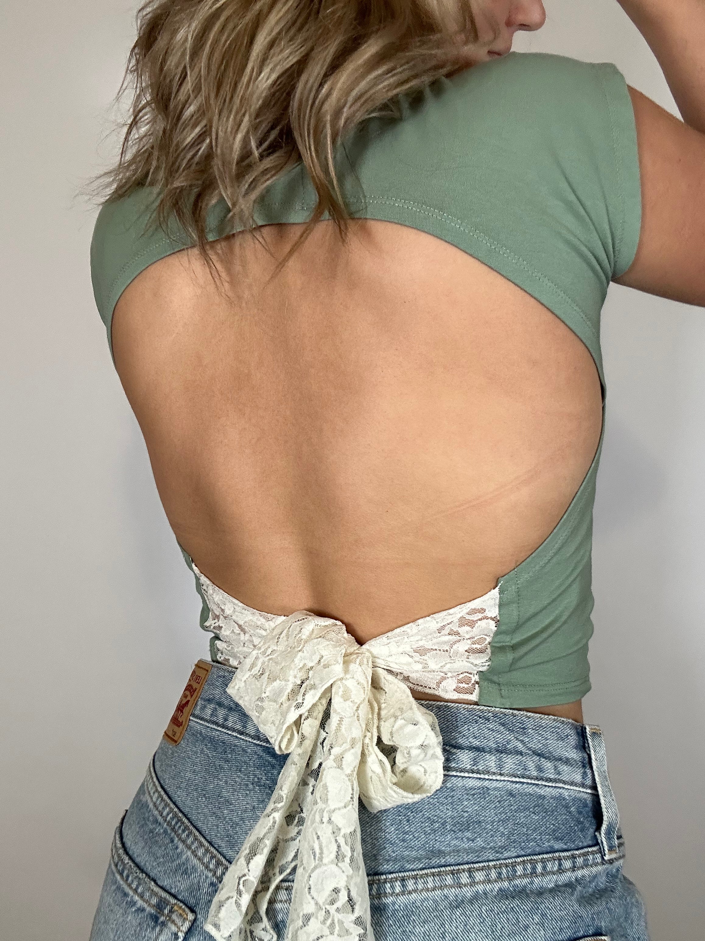 Sage Breeze Open-Back Tie Top