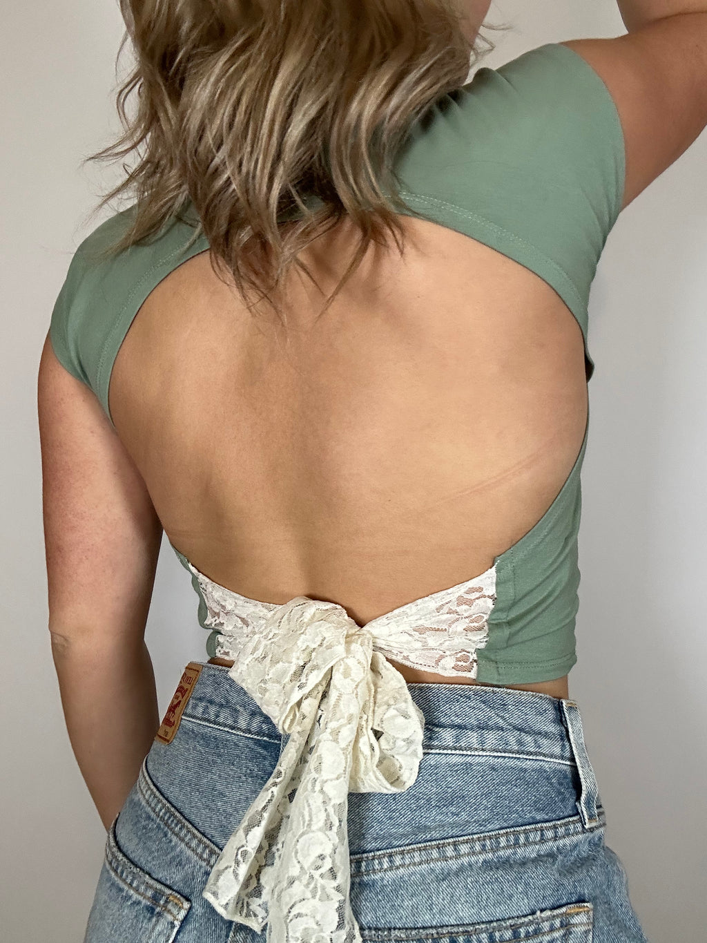Sage Breeze Open-Back Tie Top
