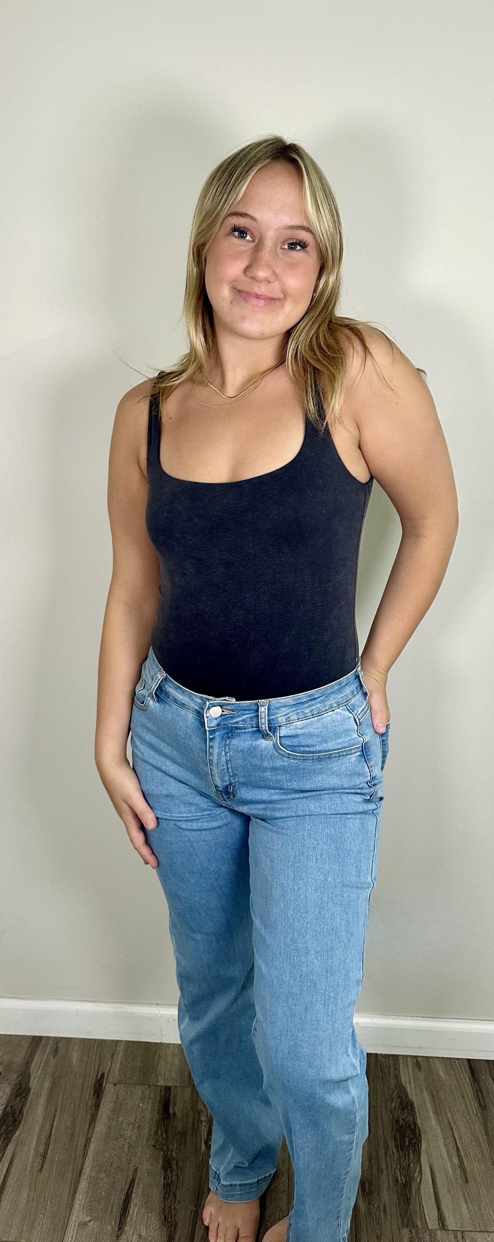 High-Waisted Straight Leg Jeans