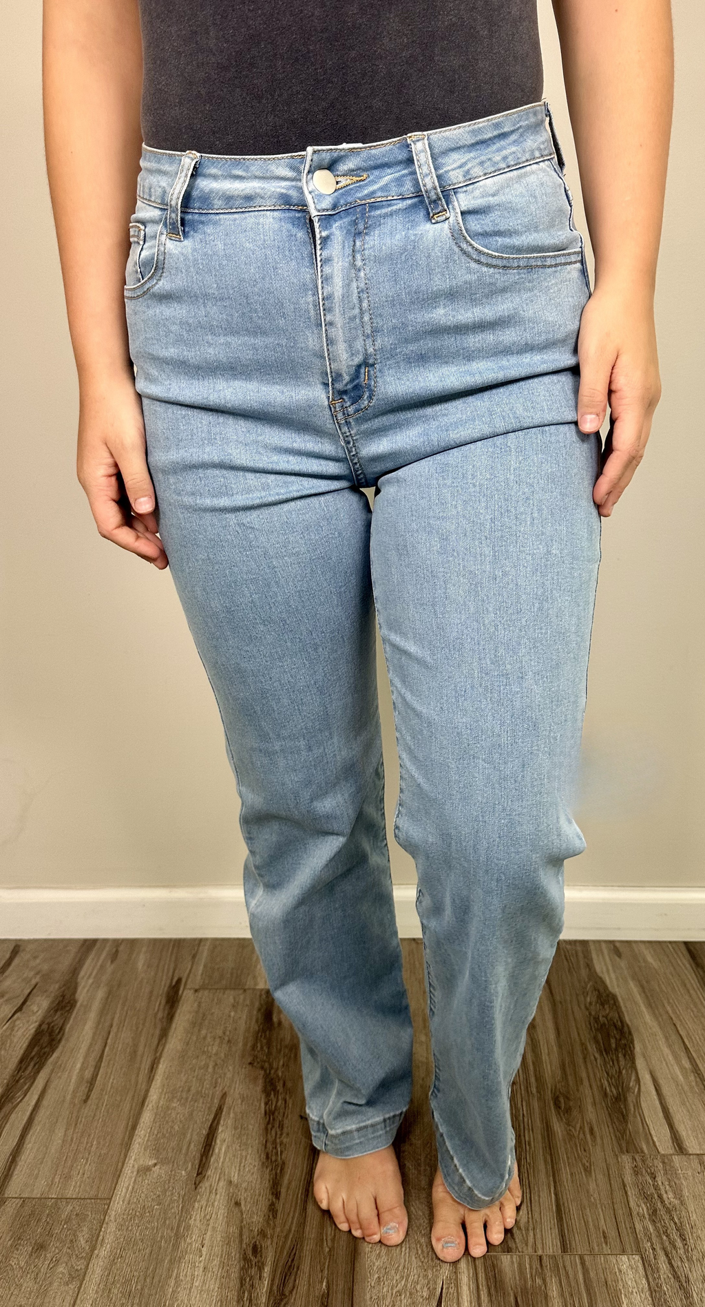 High-Waisted Straight Leg Jeans