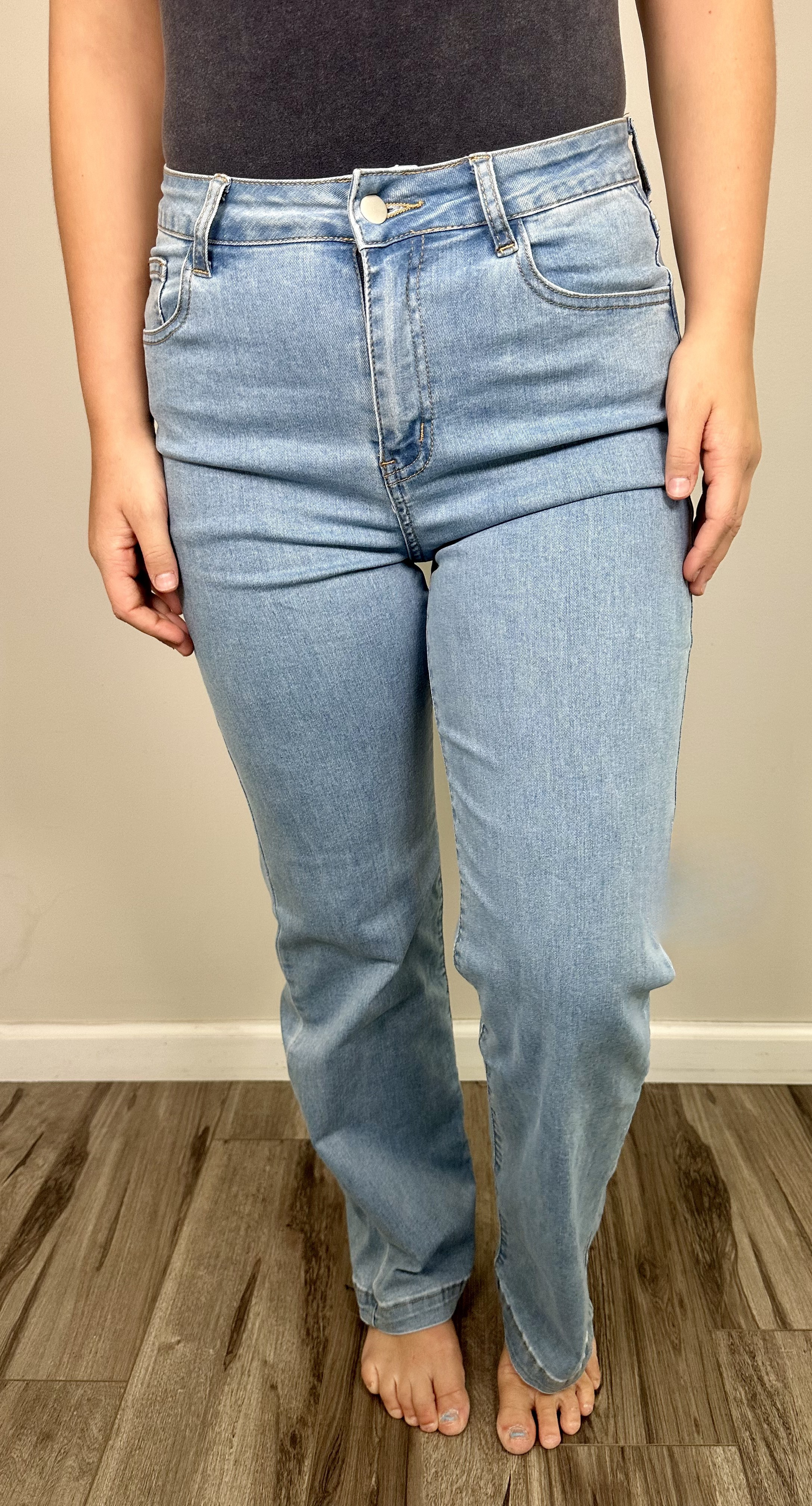 High-Waisted Straight Leg Jeans